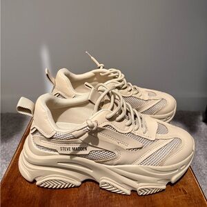 Steve Madden Cream Chunky Platform Sneakers